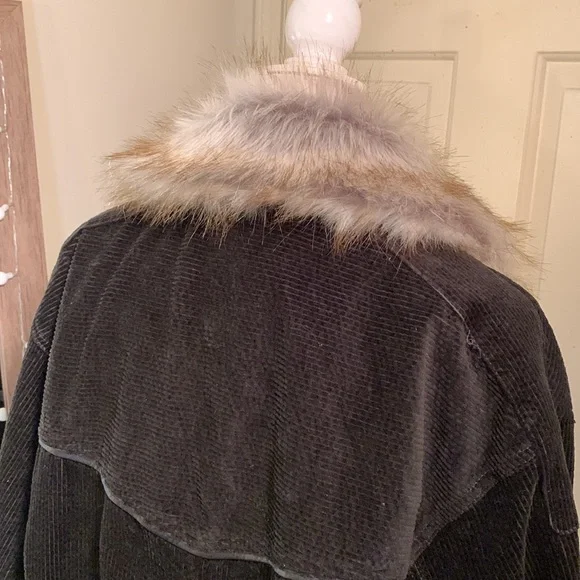 Free People Black Bomber Jacket with Faux Fur Collar - Picture 9 of 16